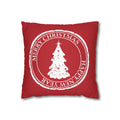 Merry Christmas Pillow Cover – Red Holiday Throw Pillowcase with Christmas Tree, Farmhouse Cushion Cover (Cover Only)