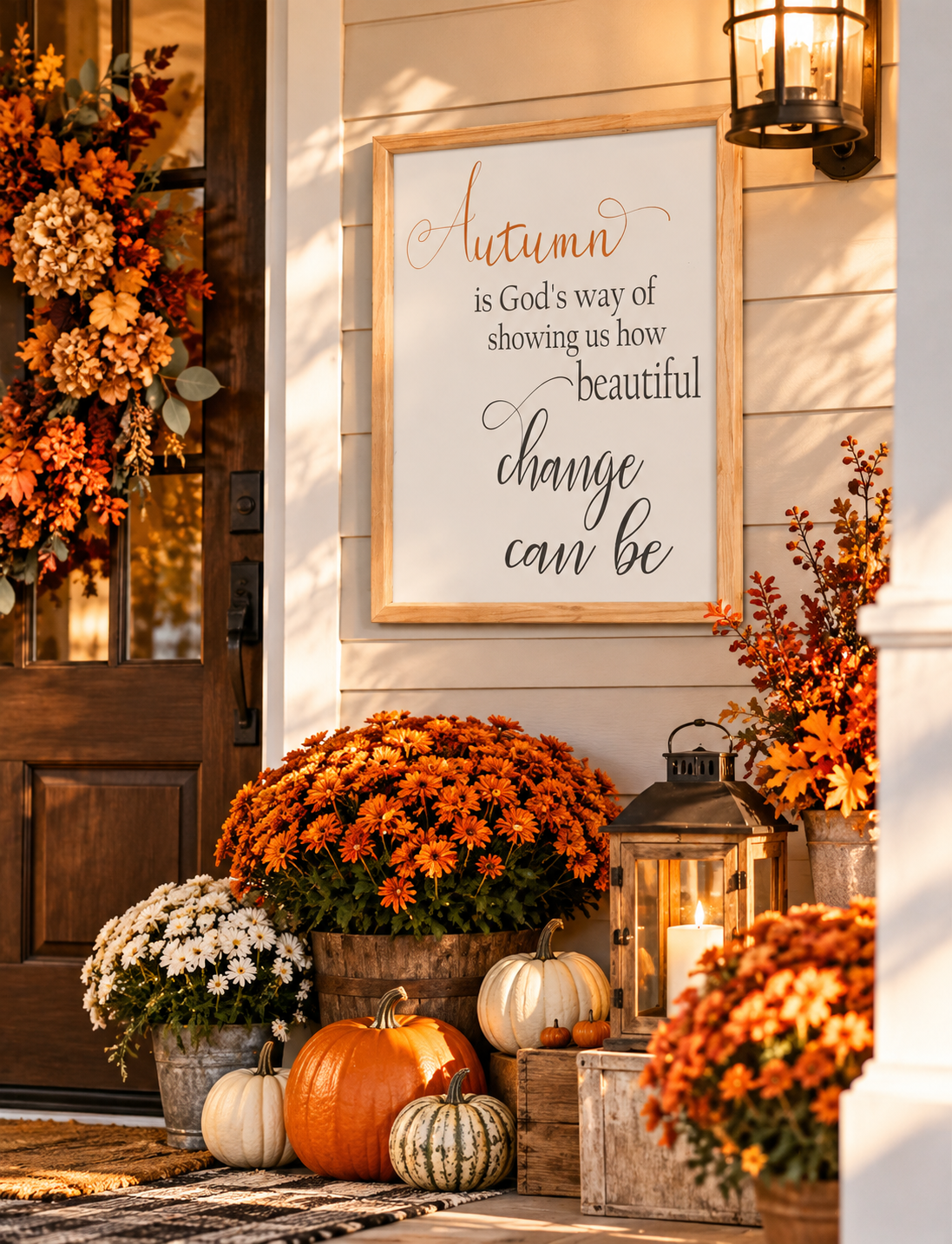 "Autumn is God's Way" Framed Wood Sign - Fall Wall Decor (12"x16")