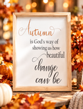 "Autumn is God's Way" Framed Wood Sign - Fall Wall Decor (12"x16")