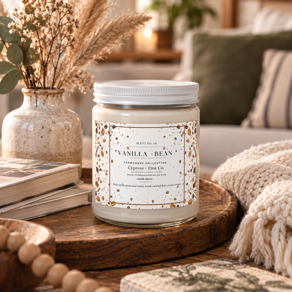 Vanilla + Bean Soy Candle – Farmhouse Collection (9 oz)