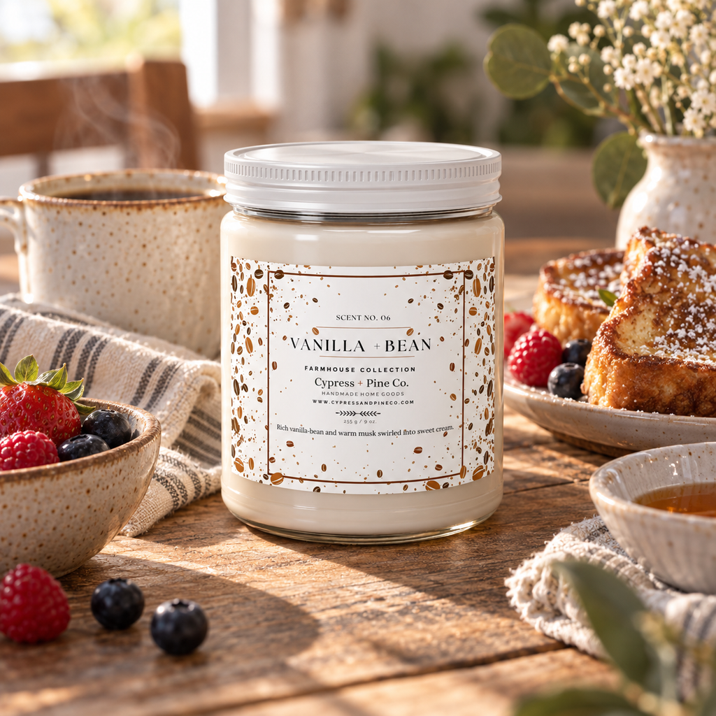 Vanilla + Bean Soy Candle – Farmhouse Collection (9 oz)
