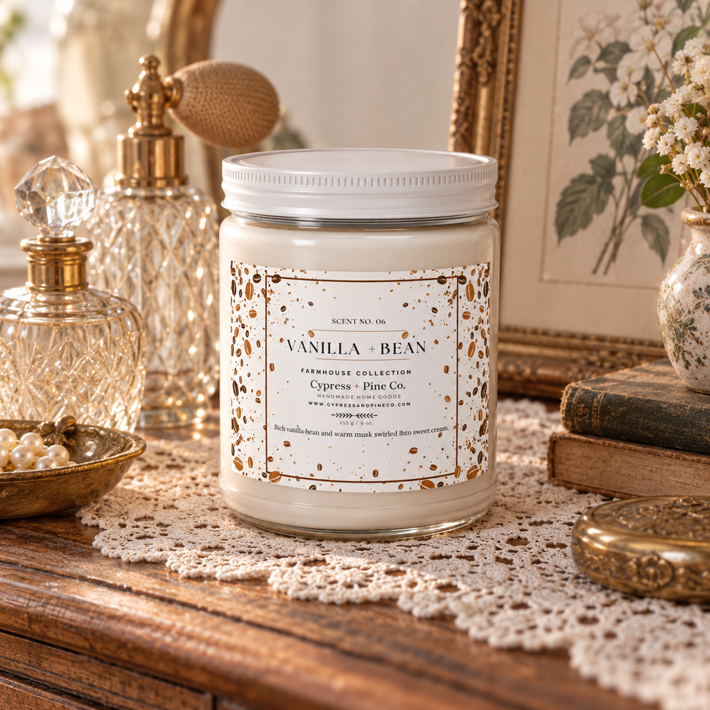 Vanilla + Bean Soy Candle – Farmhouse Collection (9 oz)