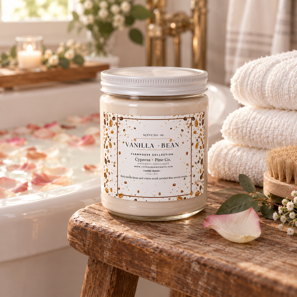 Vanilla + Bean Soy Candle – Farmhouse Collection (9 oz)