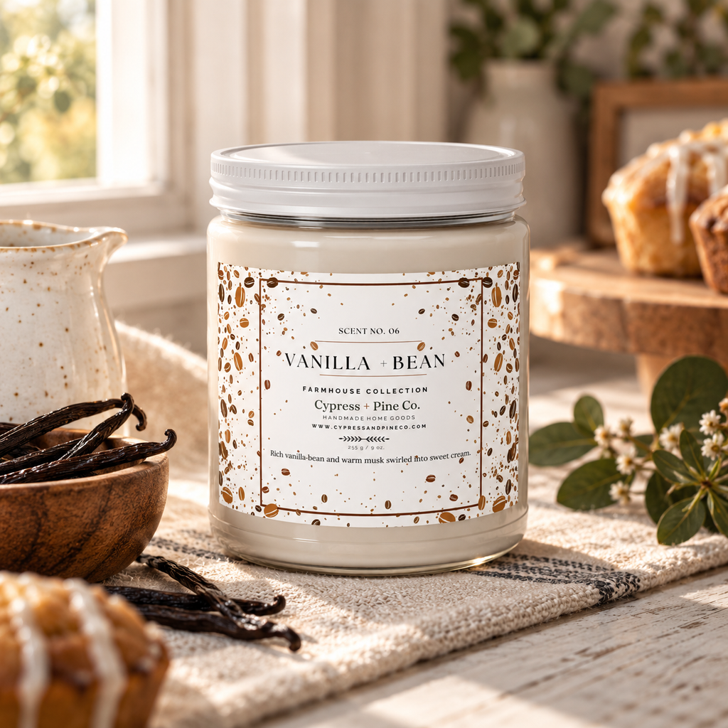 Vanilla + Bean Soy Candle – Farmhouse Collection (9 oz)