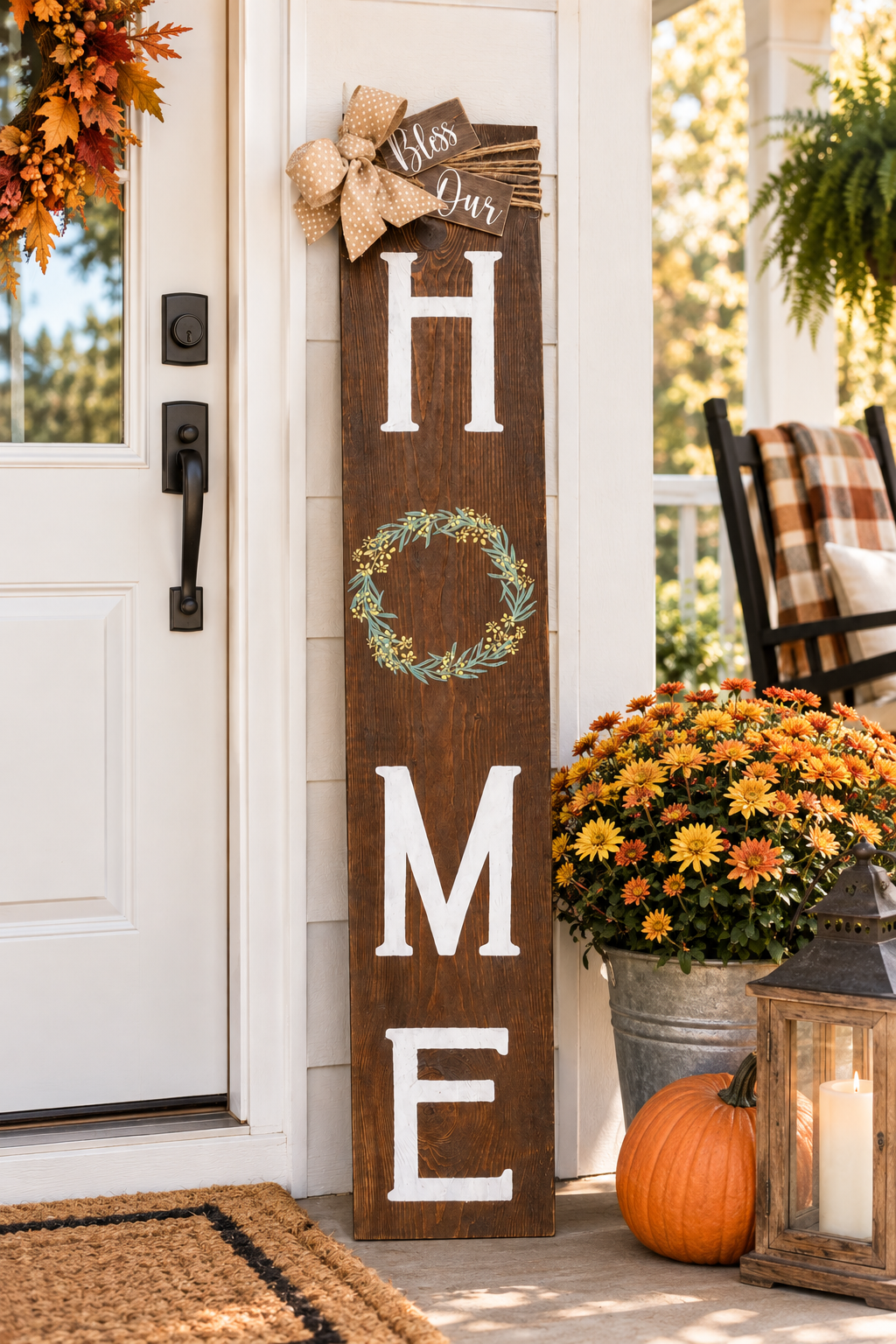 Bless Our Home Porch Sign – Rustic Farmhouse Outdoor Leaner