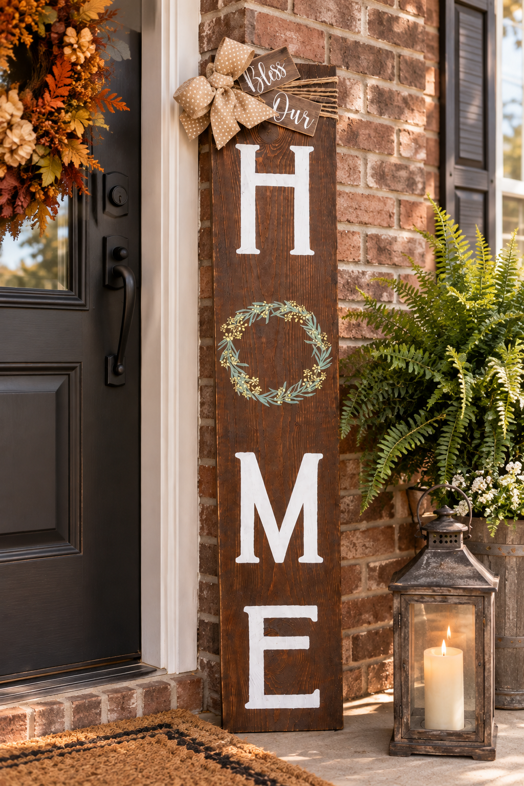 Bless Our Home Porch Sign – Rustic Farmhouse Outdoor Leaner