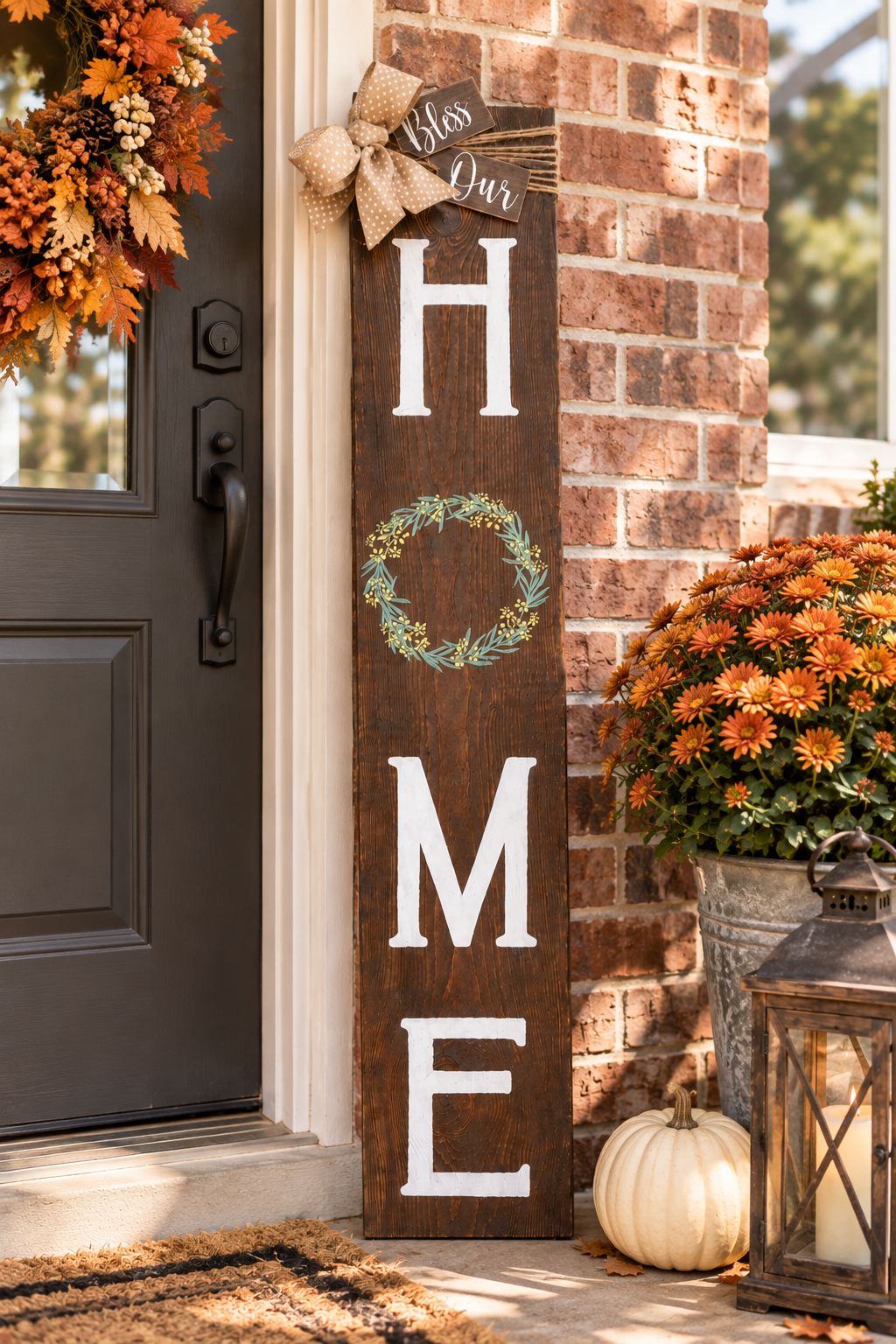 Bless Our Home Porch Sign – Rustic Farmhouse Outdoor Leaner