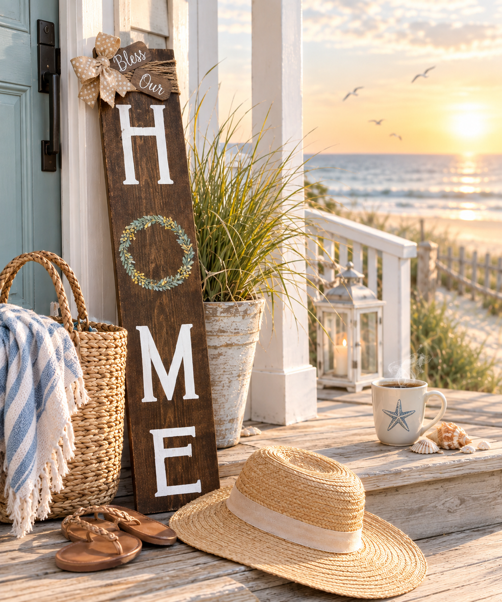 Bless Our Home Porch Sign – Rustic Farmhouse Outdoor Leaner