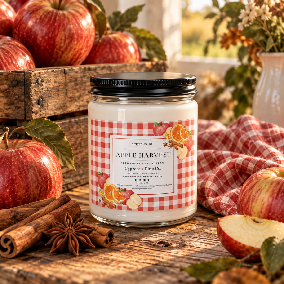 Apple Harvest Soy Candle – Farmhouse Collection (9 oz)