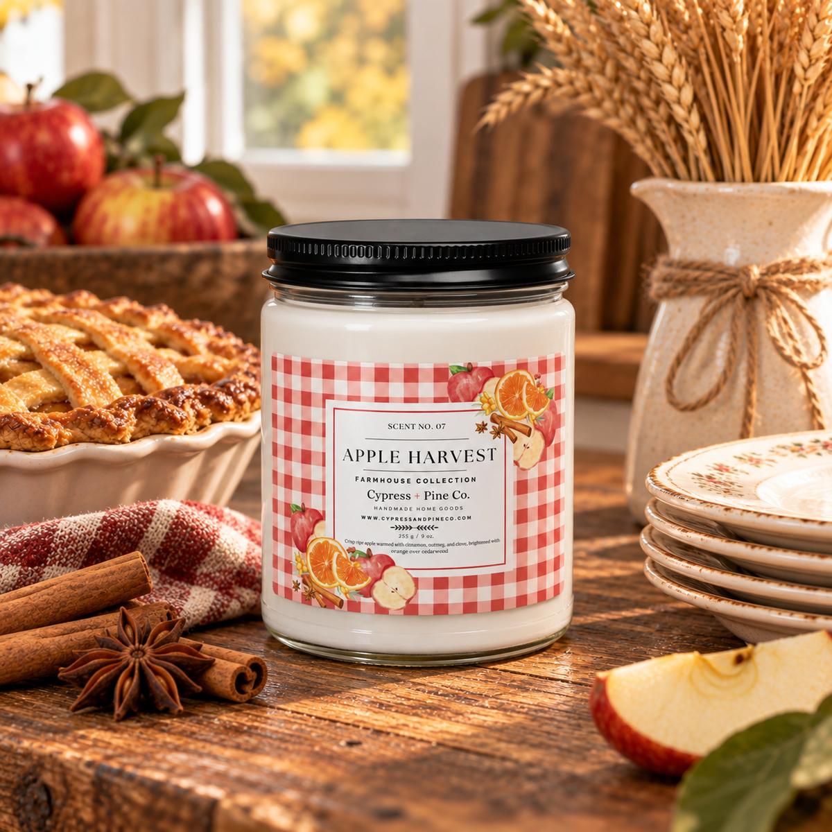 Apple Harvest Soy Candle – Farmhouse Collection (9 oz)