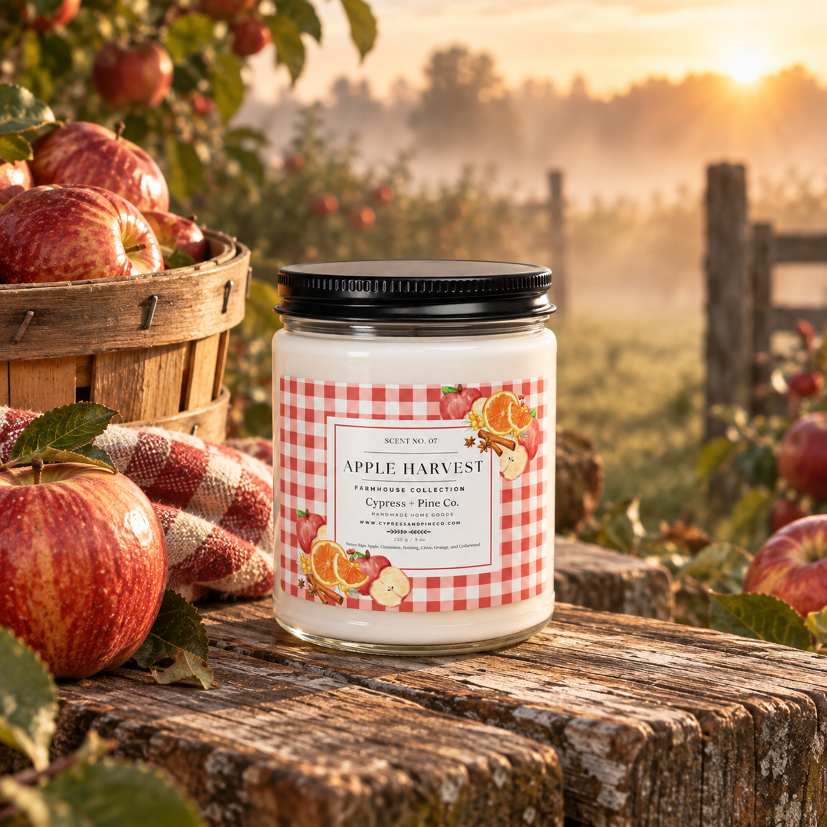 Apple Harvest Soy Candle – Farmhouse Collection (9 oz)