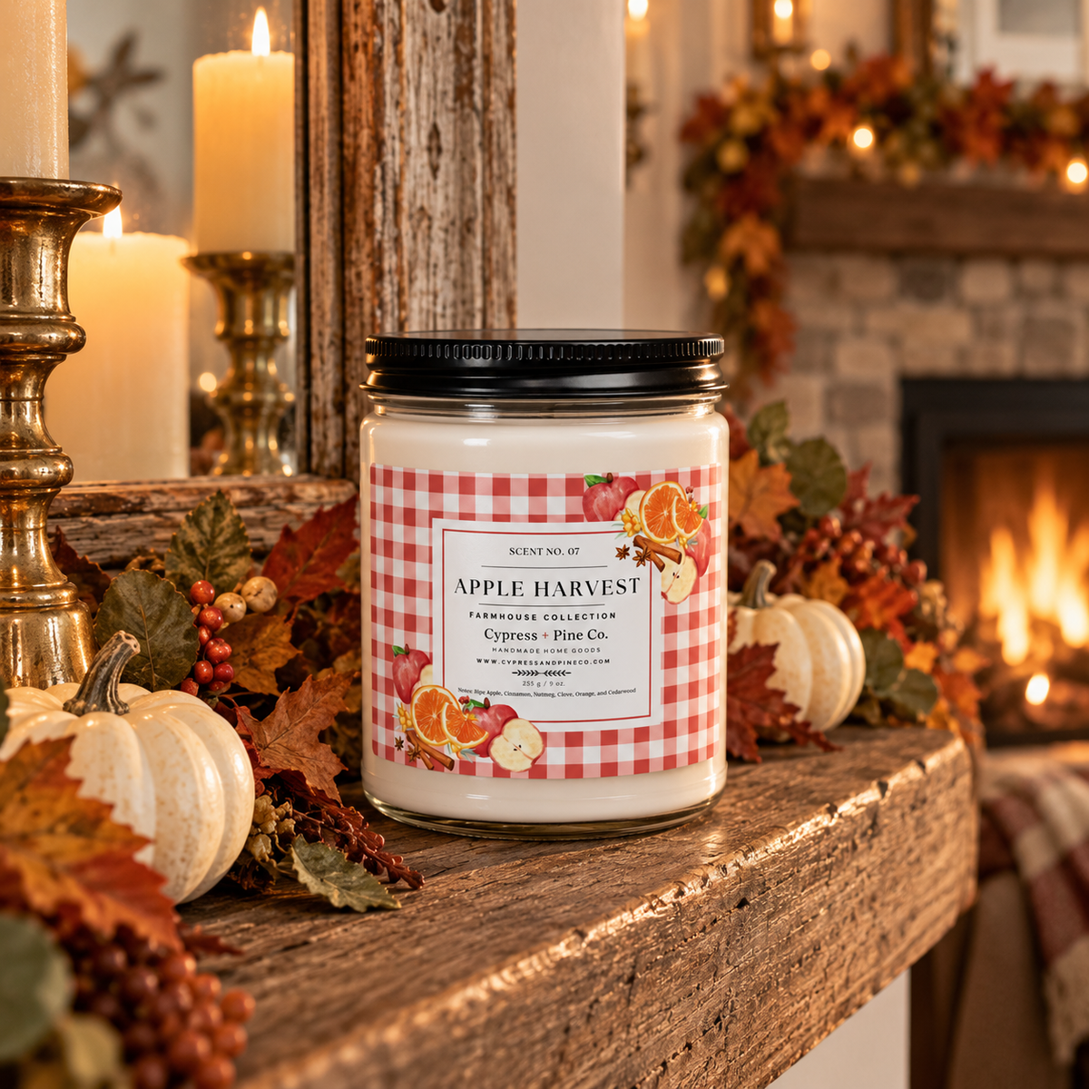 Apple Harvest Soy Candle – Farmhouse Collection (9 oz)