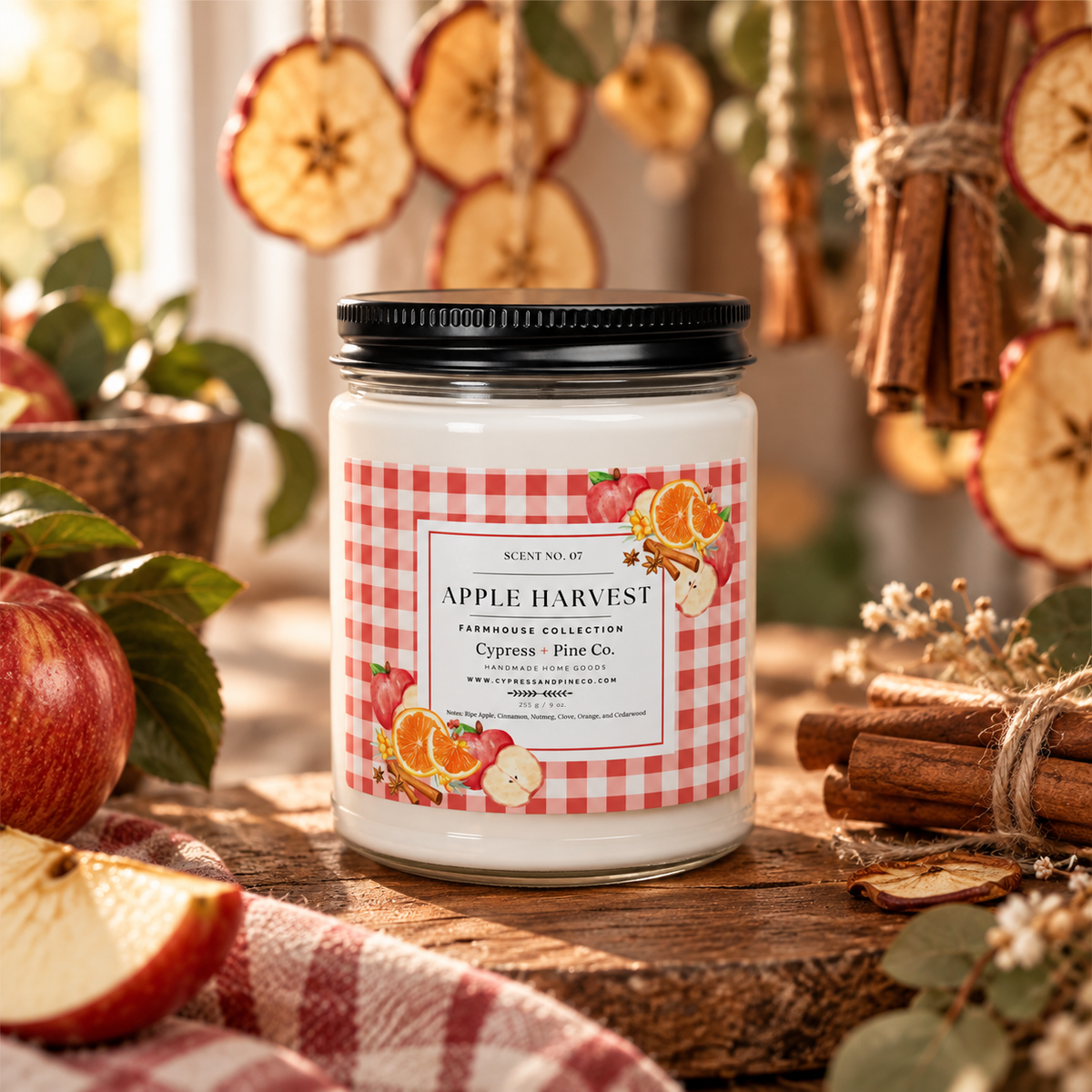 Apple Harvest Soy Candle – Farmhouse Collection (9 oz)