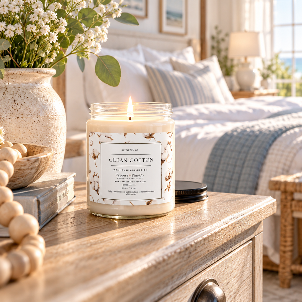 Clean Cotton Soy Candle – Farmhouse Collection Scent No. 02 (9 oz)