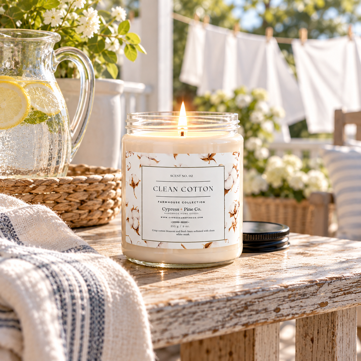 Clean Cotton Soy Candle – Farmhouse Collection Scent No. 02 (9 oz)