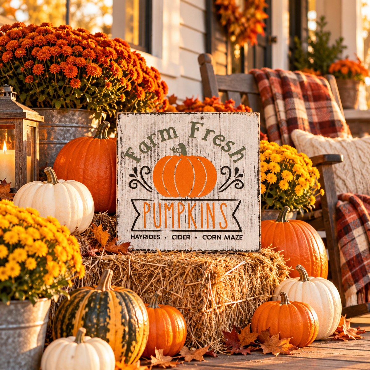 Farm Fresh Pumpkins Sign – Rustic Fall Tiered Tray Decor (5x5 in)