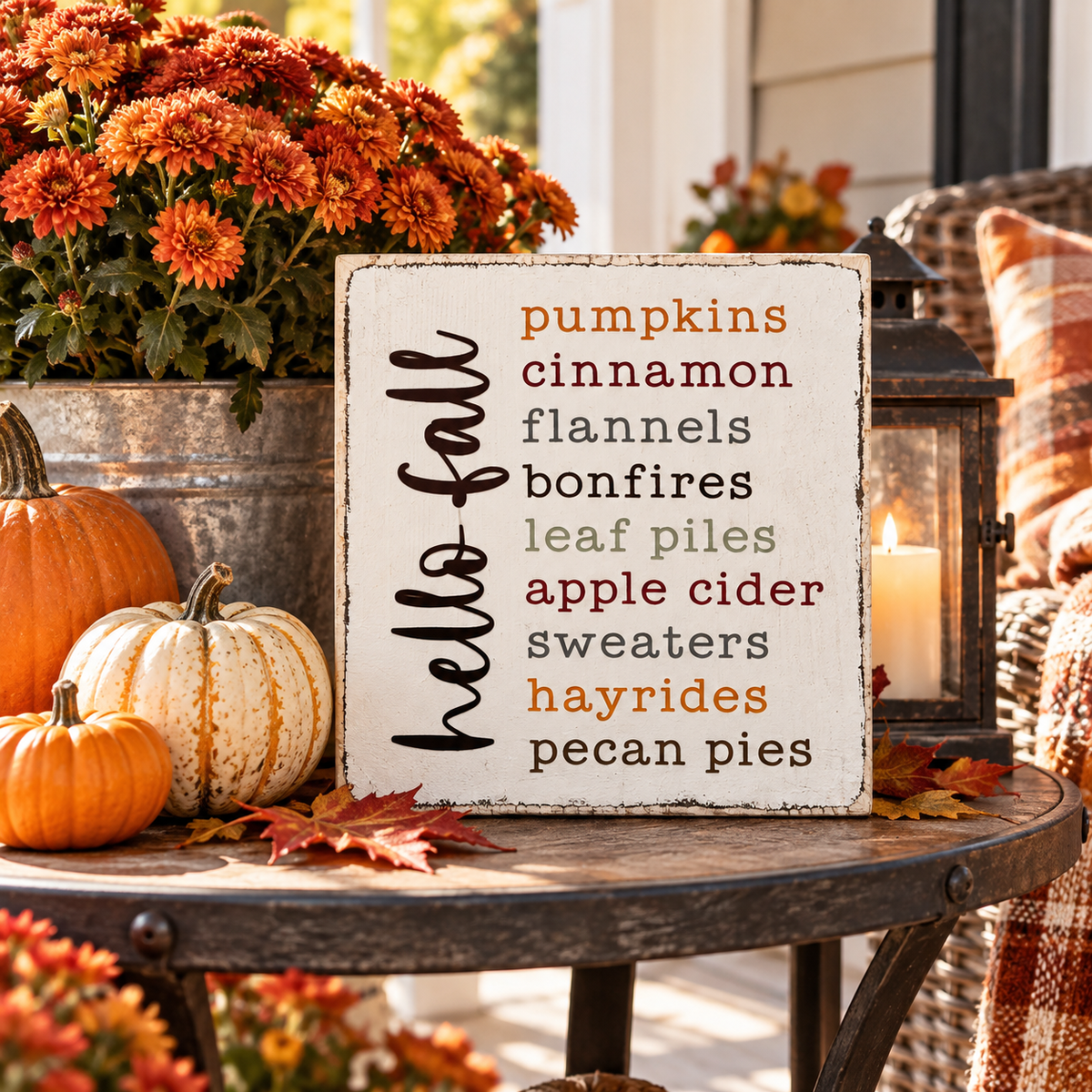 Farmhouse Fall Tiered Tray Sign – Hello Fall Favorites (5x5 in)