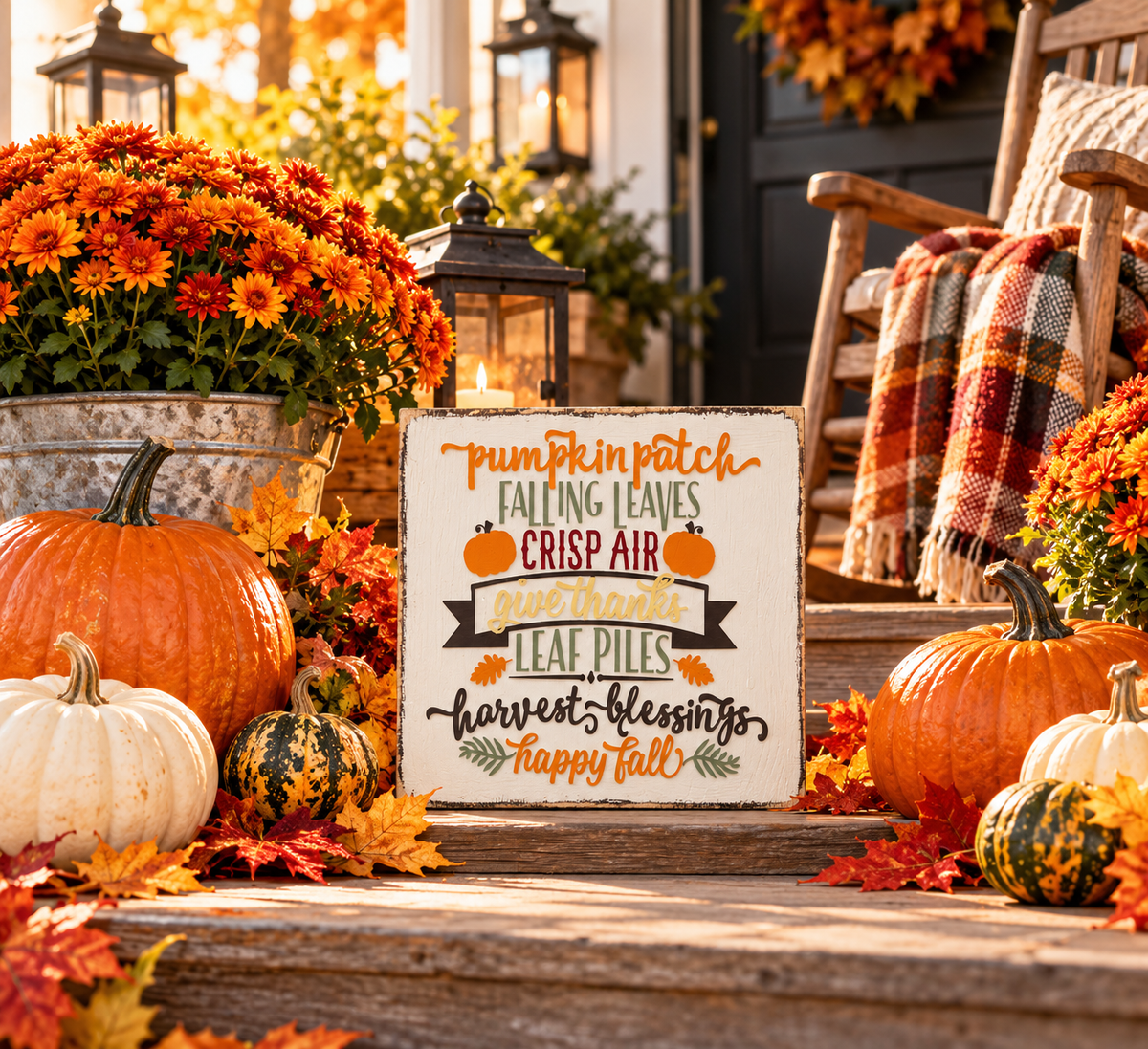 Farmhouse Fall Decor Sign – Tiered Tray Autumn Favorites (5x5 in)