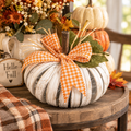 Rustic White Mason Jar Lid Pumpkin - Fall Table & Tiered Tray Decor (8"x4")