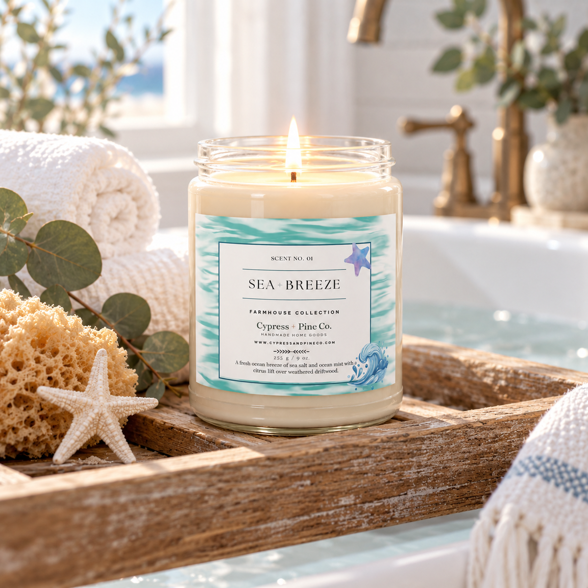 Sea + Breeze Soy Candle – Farmhouse Collection (9 oz)