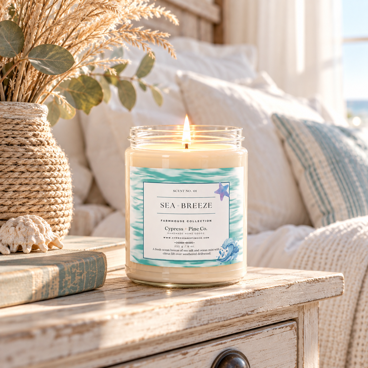 Sea + Breeze Soy Candle – Farmhouse Collection (9 oz)