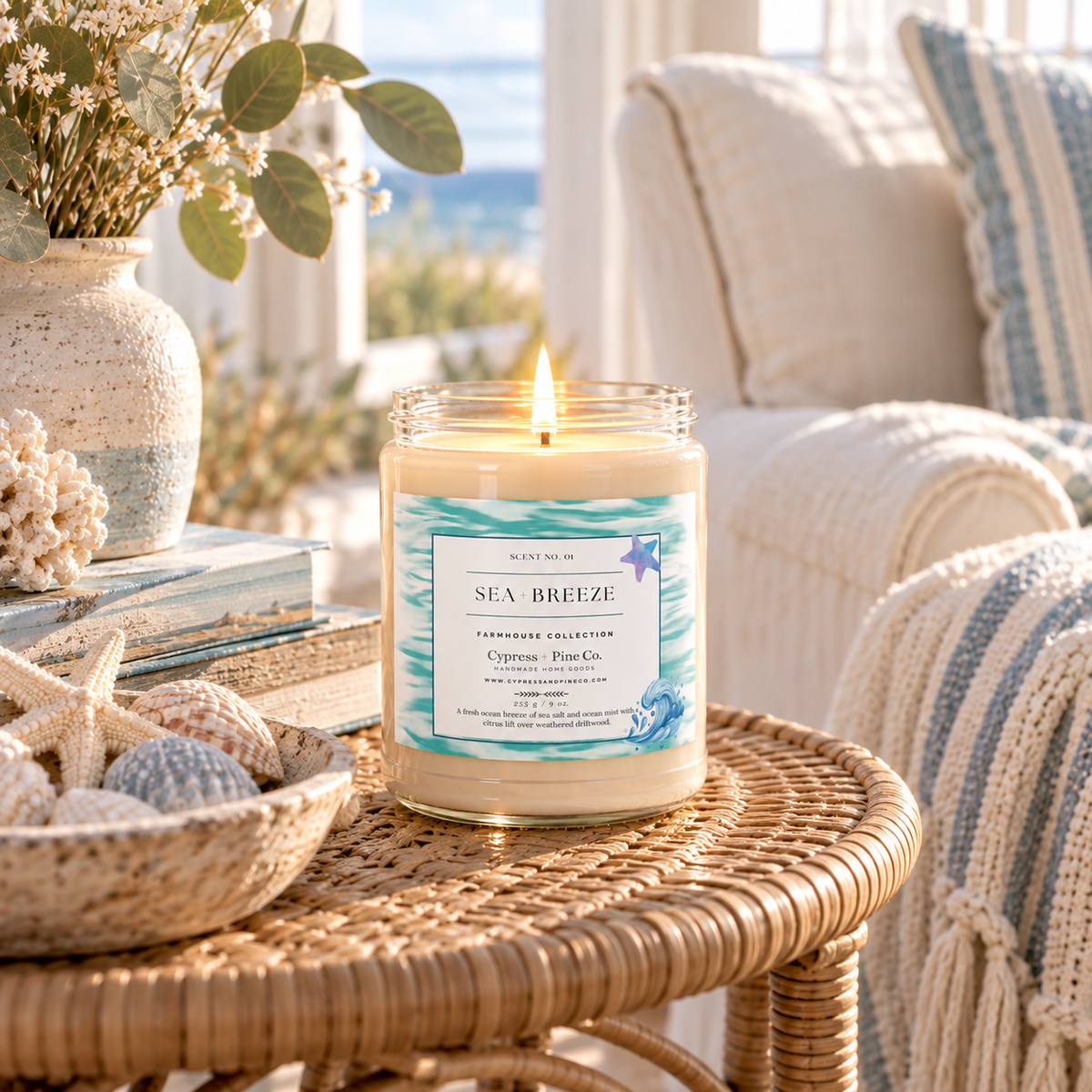 Sea + Breeze Soy Candle – Farmhouse Collection (9 oz)