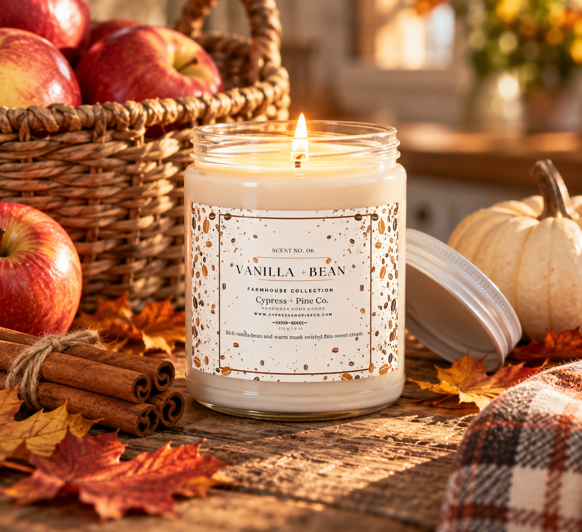 Vanilla + Bean Soy Candle – Farmhouse Collection (9 oz)