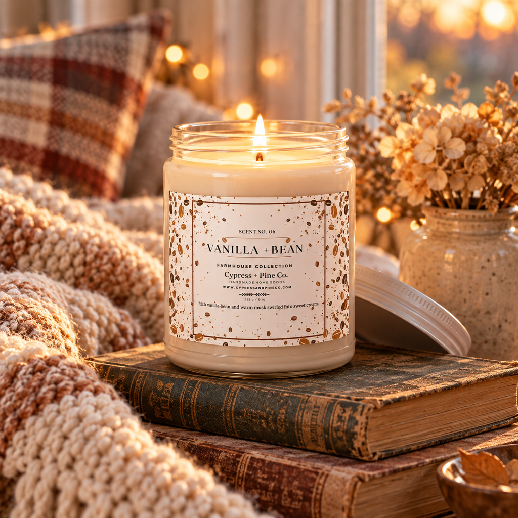 Vanilla + Bean Soy Candle – Farmhouse Collection (9 oz)