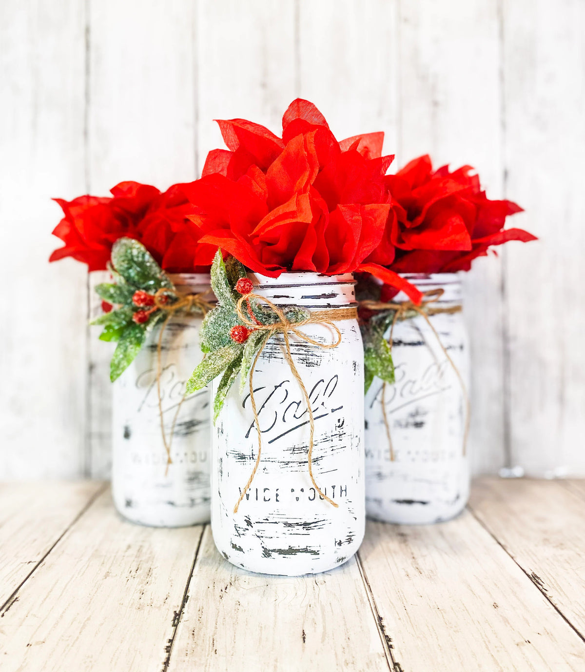 Farmhouse Christmas mason jar centerpiece full set styled