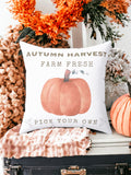 Autumn Harvest Pillow Cover – Farm Fresh Pumpkin Throw Pillowcase, Fall Farmhouse Cushion Cover (Cover Only)
