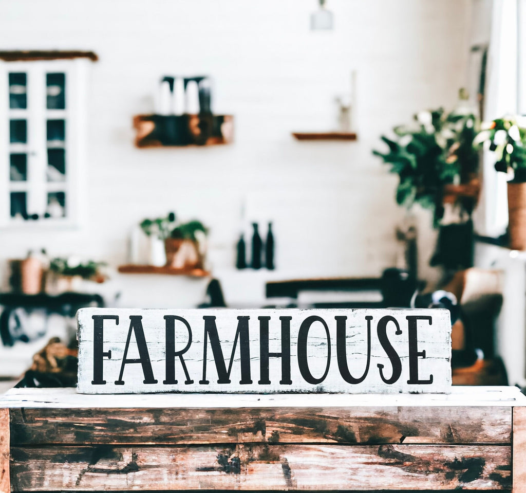 Farmhouse sign dimensions infographic 24 inches long 5.5 inches wide