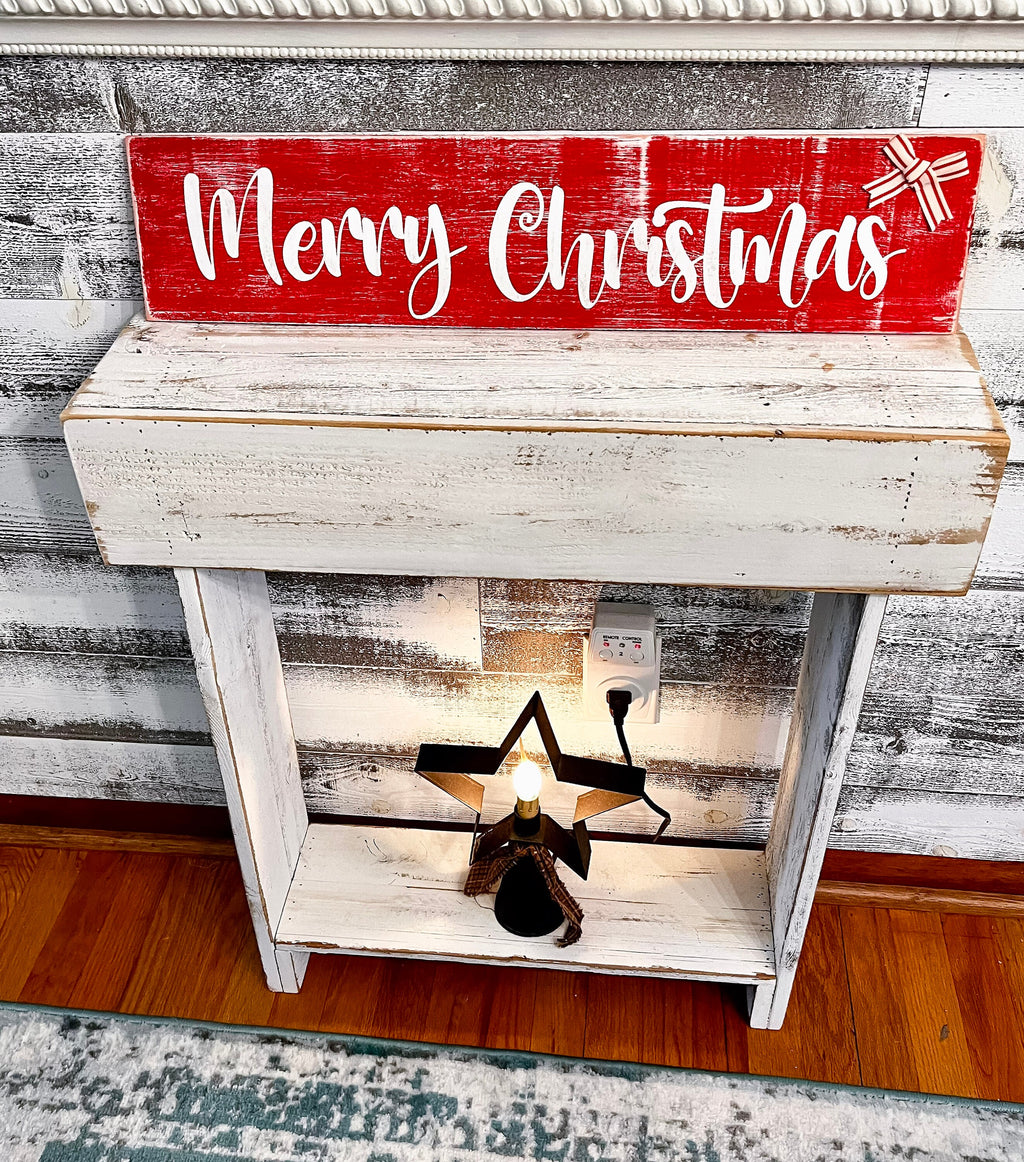 Merry Christmas Farmhouse Wood Sign - Rustic Wall & Mantel Decor (25")