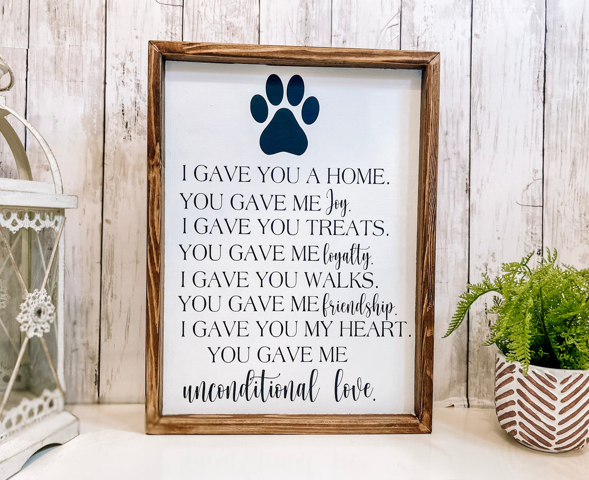 Personalized pet memorial sign with Customize With Your Pets Name badge and black paw print