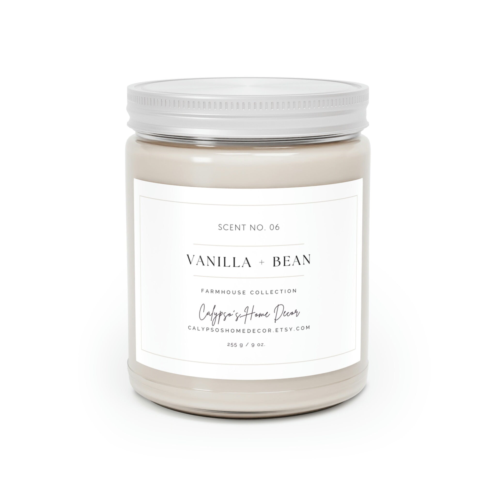 Hands holding open Vanilla Bean candle showing white soy wax and cotton wick