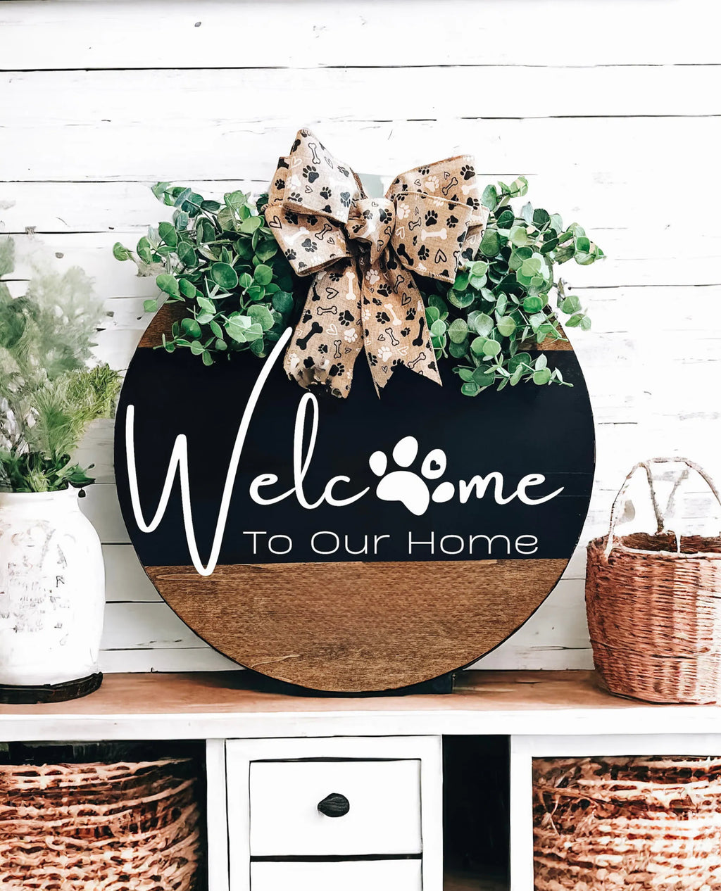 Welcome To Our Home door hanger full product shot on white background
